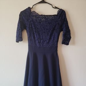 Women's Vintage Floral Lace Half Sleeve Boat Neck
